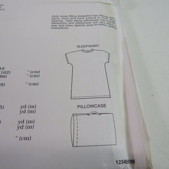 Kwik Sew 2322 sewing pattern sleepshirt, pillowcase EASY UNCUT night - Picture 4 of 6